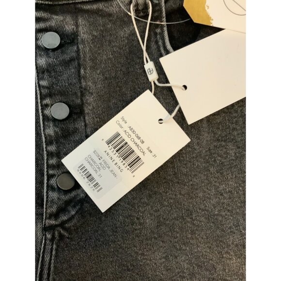 Anine Bing Black Acid Charcoal Denim Frida Jeans NWT $229, Size 31 - Picture 4 of 7